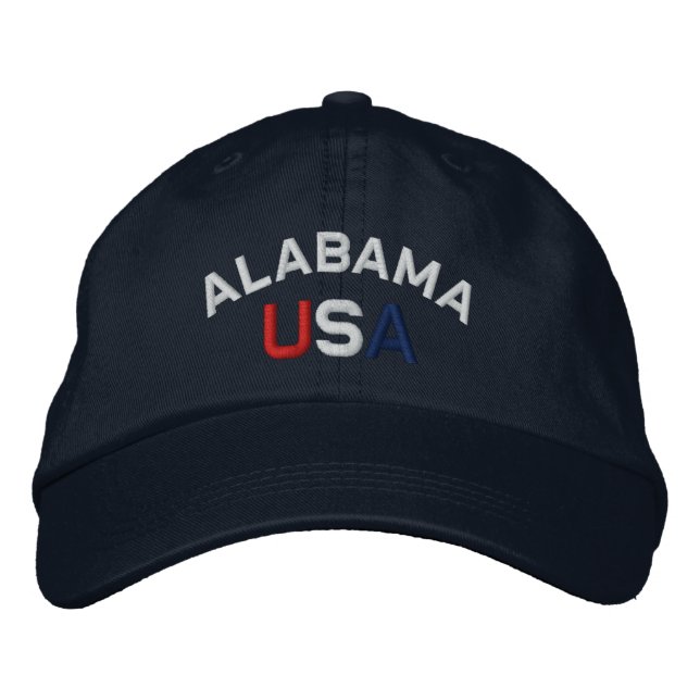 Alabama USA Embroidered Navy Blue Hat (Front)