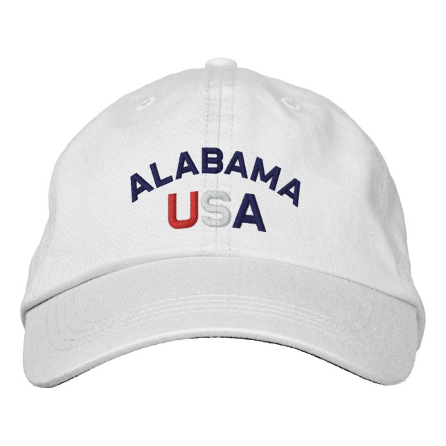 Alabama USA Embroidered White Hat (Front)