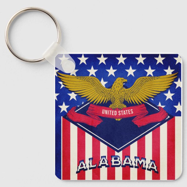 Alabama USA Flag  Keychain (Front)