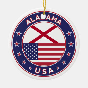 Alabama, USA States, Alabama Ceramic Tree Decoration