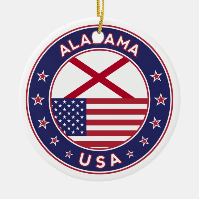 Alabama, USA States, Alabama Ceramic Tree Decoration (Front)