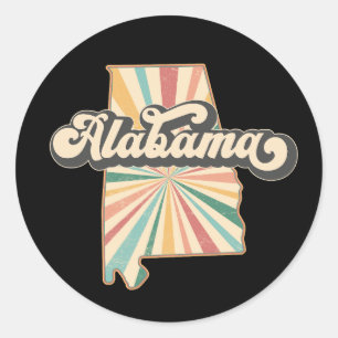 Alabama Vintage Colourful Map Classic Round Sticker