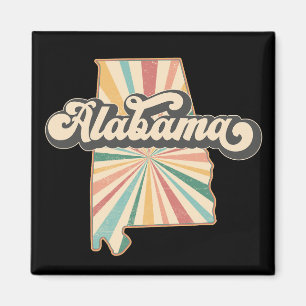 Alabama Vintage Colourful Map Magnet