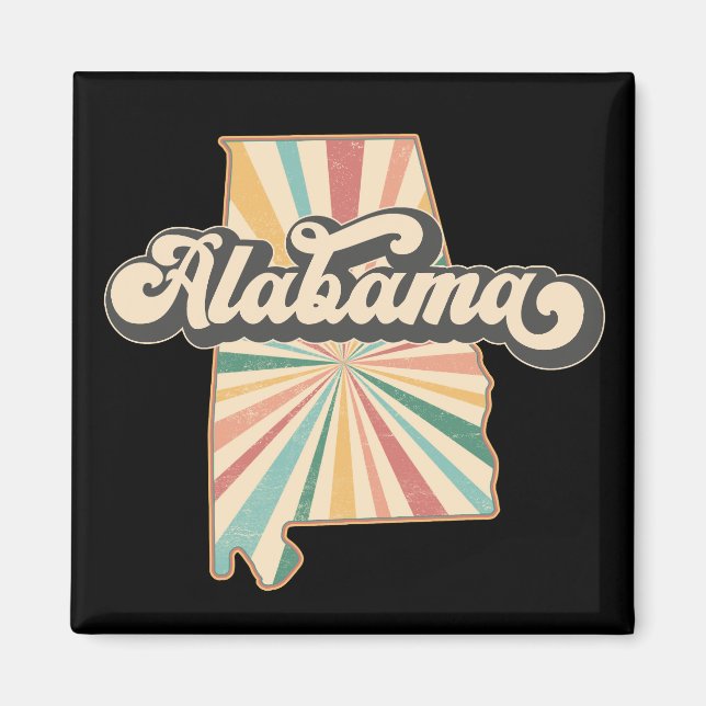 Alabama Vintage Colourful Map Magnet (Front)