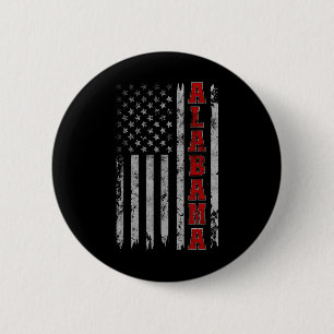 Alabama - Vintage Patriotic Usa Flag Football Seas 6 Cm Round Badge