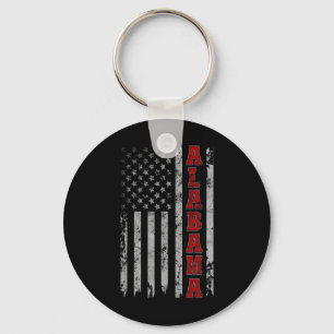 Alabama - Vintage Patriotic Usa Flag Football Seas Key Ring