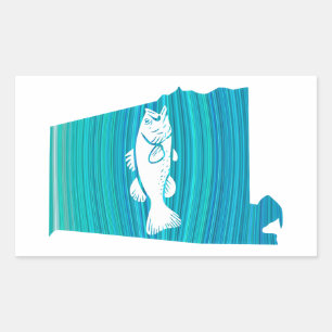 Alabama Wave Fishing Rectangular Sticker