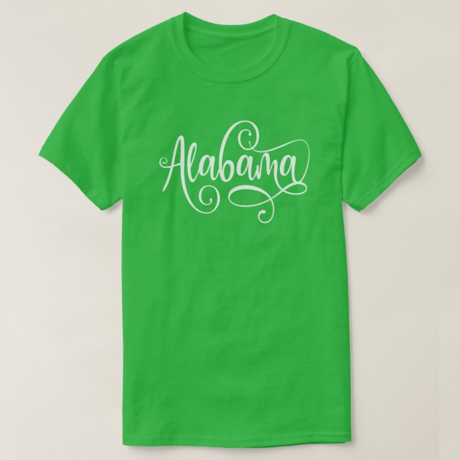 Alabama White Fancy Script TShirt (Design Front)