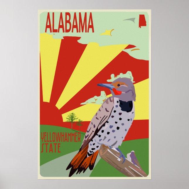 Alabama, Yellowhammer State, Travel Poster (Front)
