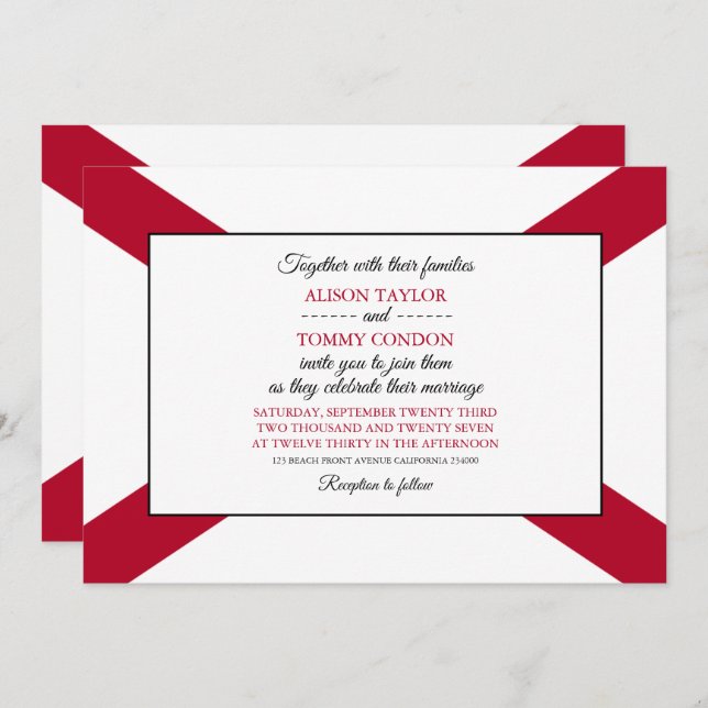 Alabamian Flag, Flag of Alabama Wedding Invitation (Front/Back)