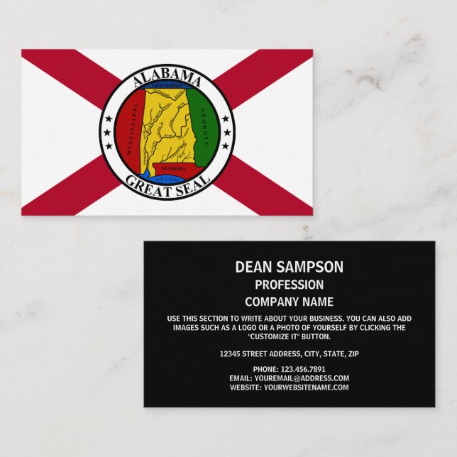 Alabamian Flag & Seal, Flag of Alabama Business Card (Front/Back)