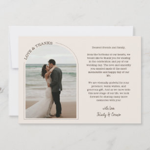 Alabaster Arch Wedding Photo Love & Thanks Thank You Card