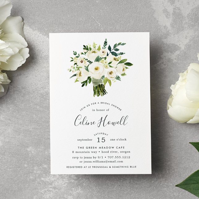 Alabaster Bouquet Bridal Shower Invitation (Creator Uploaded)