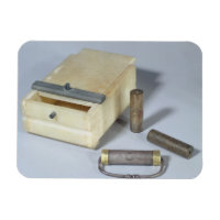 Alabaster box and bronze and silver seal cylinders