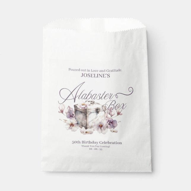 Alabaster Box Birthday  Favour Bags (Front)