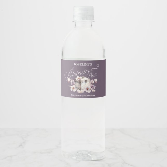 Alabaster Box Birthday  Water Bottle Label (Front)