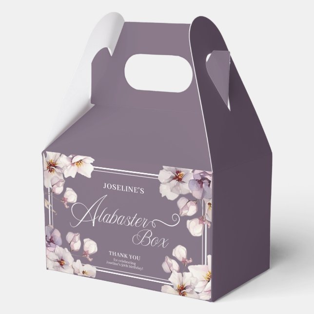 Alabaster Box Purple Birthday Favor Box  (Front)