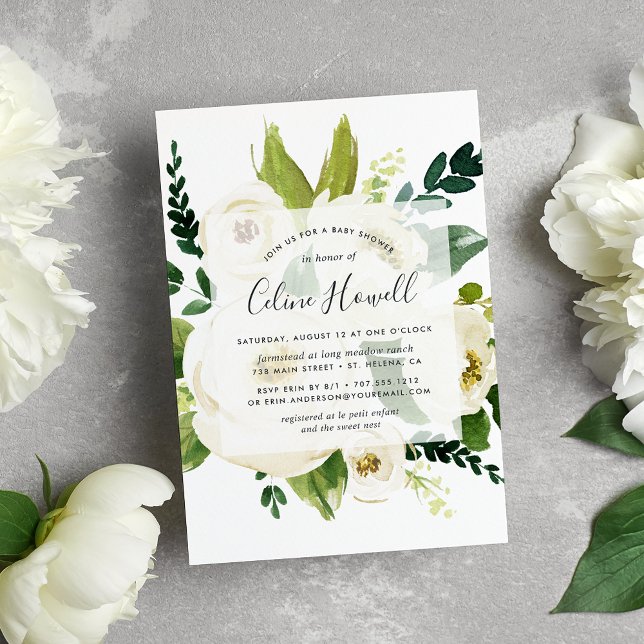 Alabaster Floral Baby Shower Invitation (Creator Uploaded)