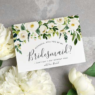 Alabaster Floral Be My Bridesmaid Card