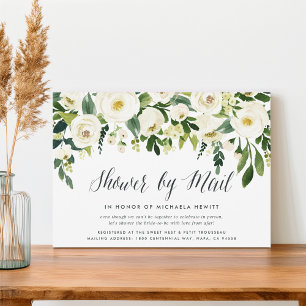 Alabaster Floral Bridal or Baby Shower By Mail Invitation