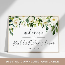 Alabaster Floral Bridal Shower Welcome Poster
