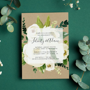 Alabaster Floral Engagement Party Invitation