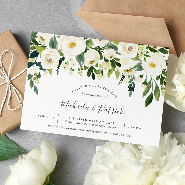 Alabaster Floral Engagement Party Invitation (Creator Uploaded)