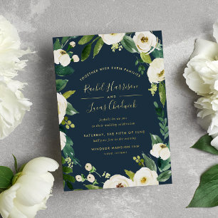Alabaster Floral Frame Wedding Gold