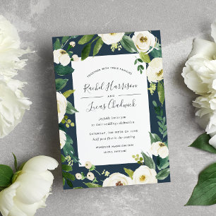 Alabaster Floral Frame Wedding Invitation