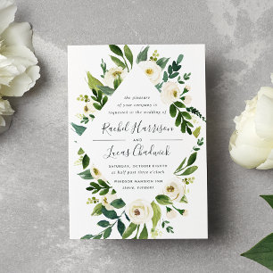 Alabaster Floral Frame Wedding Invitation