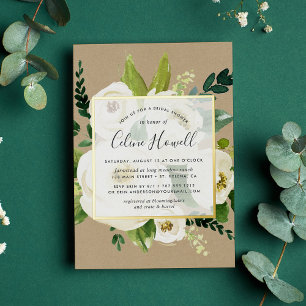 Alabaster Floral Kraft Bridal Shower Gold