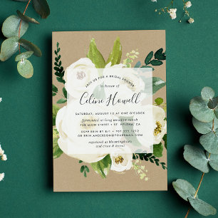 Alabaster Floral Kraft Bridal Shower Invitation