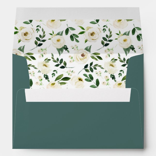 Alabaster Floral Pre-Printed Return Address 5x7 Envelopes (Back (Bottom))
