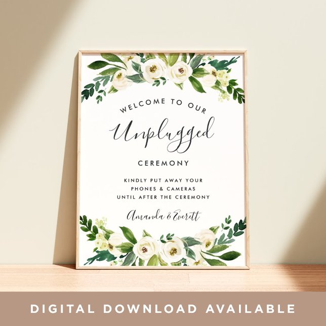 Alabaster Floral Unplugged Wedding Ceremony Sign (Creator Uploaded)