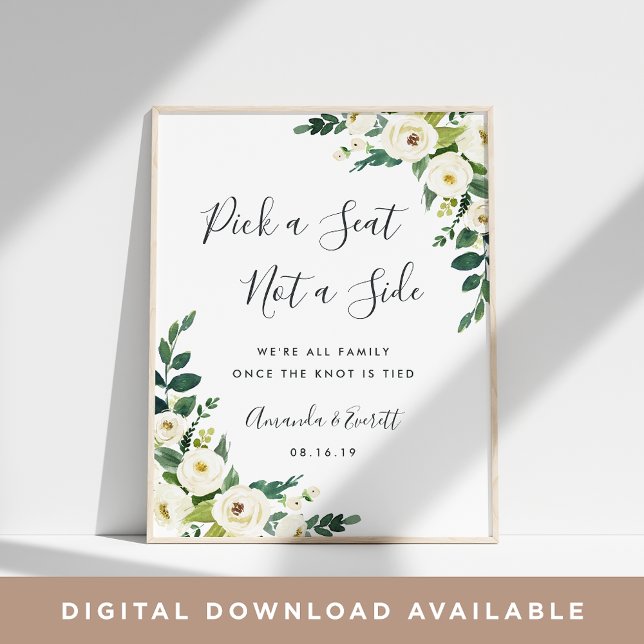 Alabaster Floral Wedding Ceremony Seating Poster (Creator Uploaded)