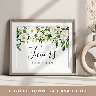 Alabaster Floral Wedding Favour Sign