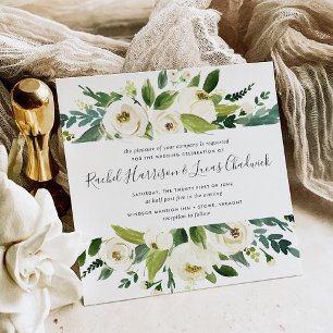 Alabaster Floral Wedding Invitation   Square
