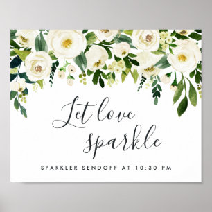 Alabaster Floral Wedding Sparker Sendoff Sign
