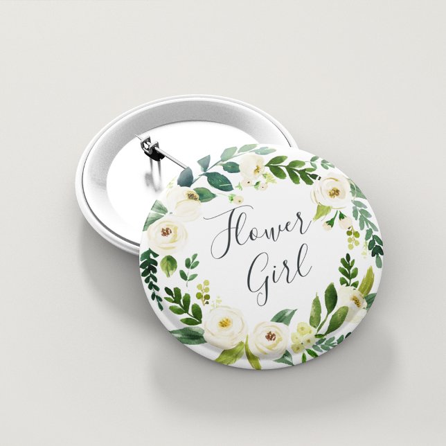 Alabaster Floral Wreath Flower Girl 6 Cm Round Badge (Creator Uploaded)