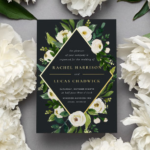 Alabaster   Green & White Floral Frame Wedding