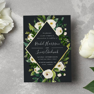 Alabaster   Green & White Floral Frame Wedding