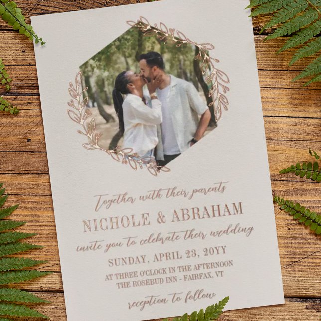 Alabaster Hexagon Rose Gold Wreath Photo Wedding (Creator Uploaded)