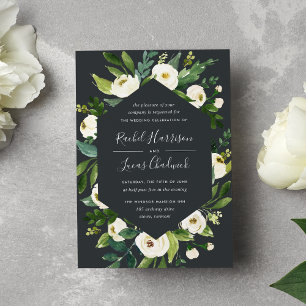 Alabaster   White Floral Frame Wedding Invitation