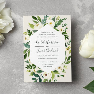 Alabaster   White Floral Frame Wedding Invitation