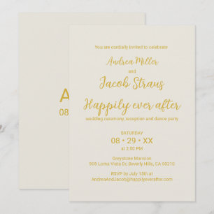 Alabaster White Gold Happily Ever After Wedding Invitation