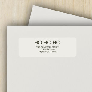 Alabaster White "HO HO HO" Return Address Label