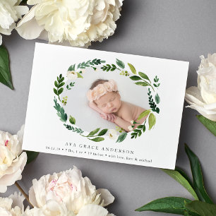 Alabaster Wreath Birth Announcement