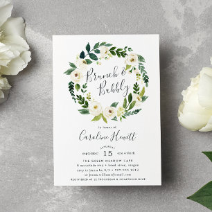 Alabaster Wreath Brunch & Bubbly Shower Invitation