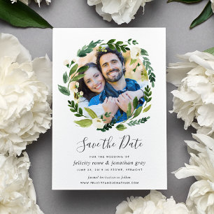 Alabaster Wreath   Photo Save the Date Card