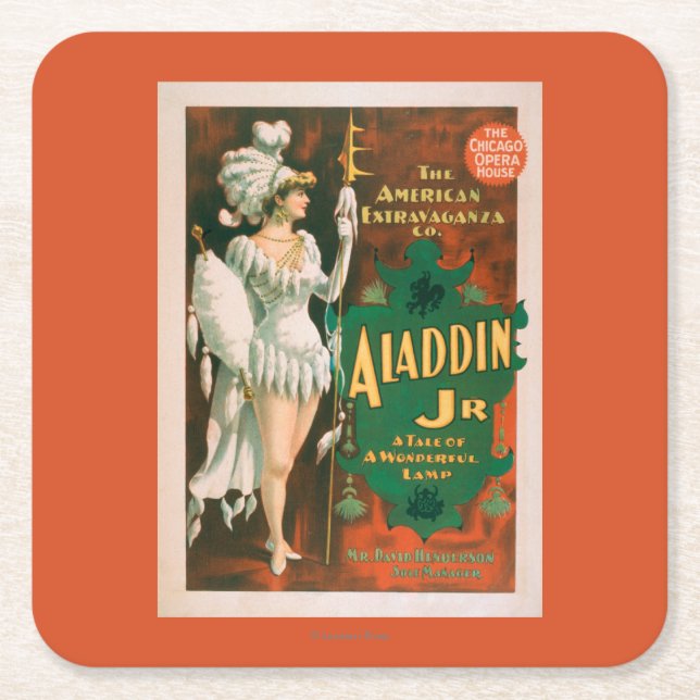 Aladdin Jr. Tale of a Wonderful Lamp Theatre 2 Square Paper Coaster (Front)
